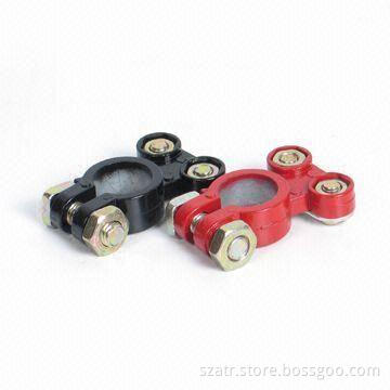 Automotive Battery Terminal with Brass Plating, Available in Various Materials